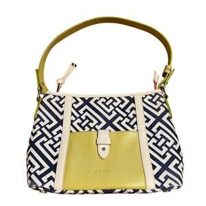 Spartina 449 Daufuskie Island Multicolor Linen Leather Shoulder Bag Blue Green